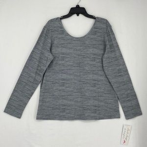 Goodnight Kiss Pajama Top Gray Multi Twist Detail